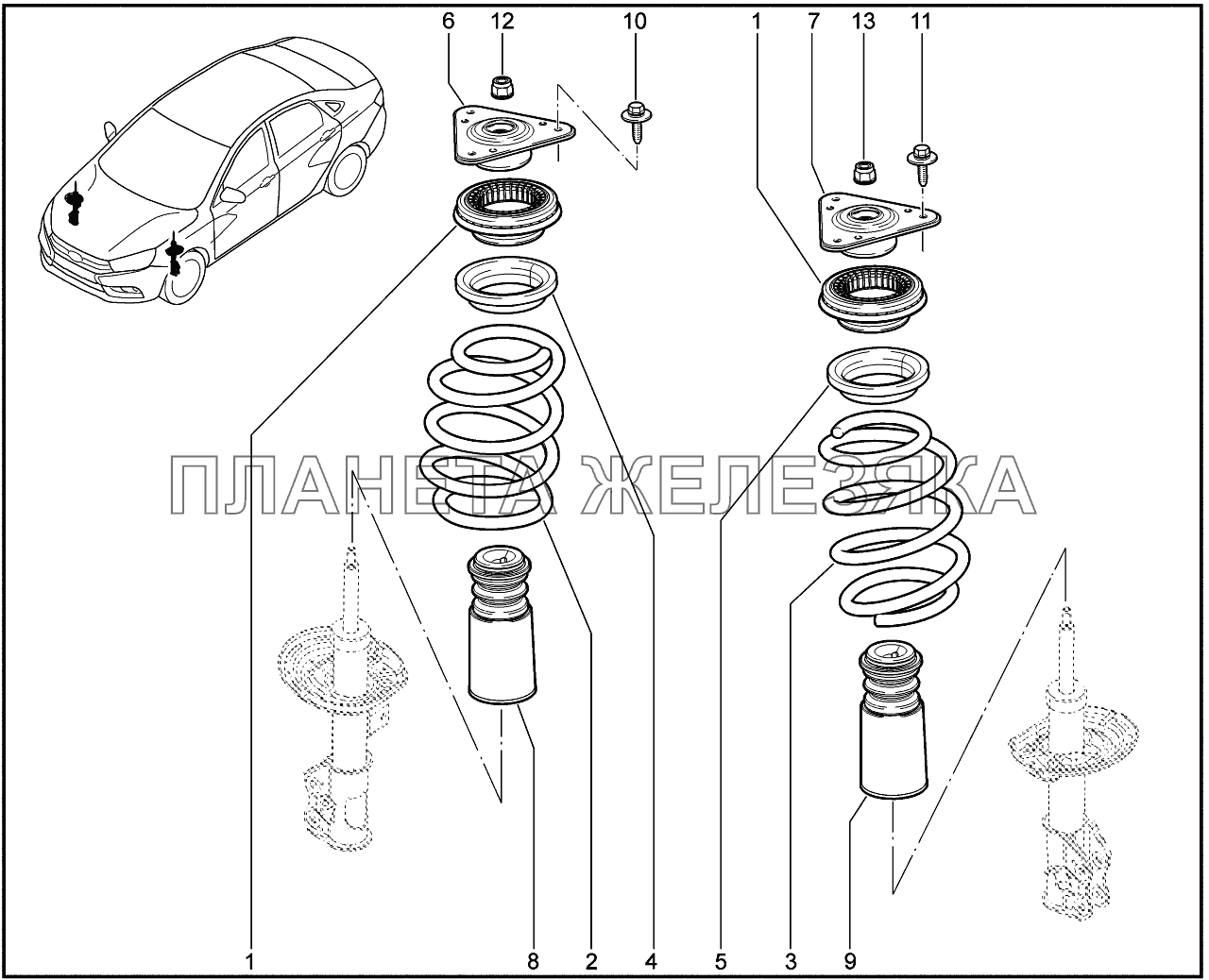 320210. Опора передней стойки Lada Vesta